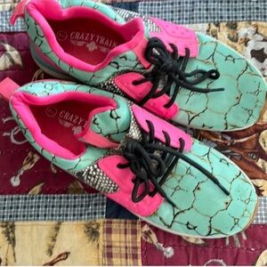 Crazy Train Turquoise and Hot Pink Sneakers